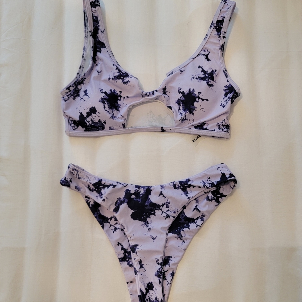 Shein Tie Dye Cut-Out Bikini Swimsuit